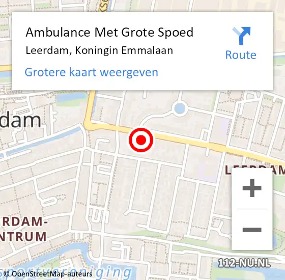 Locatie op kaart van de 112 melding: Ambulance Met Grote Spoed Naar Leerdam, Koningin Emmalaan op 25 augustus 2016 07:59