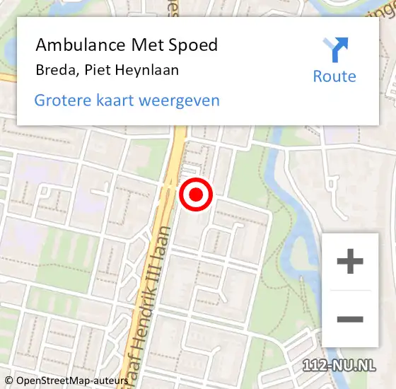 Locatie op kaart van de 112 melding: Ambulance Met Spoed Naar Breda, Piet Heynlaan op 25 augustus 2016 08:19