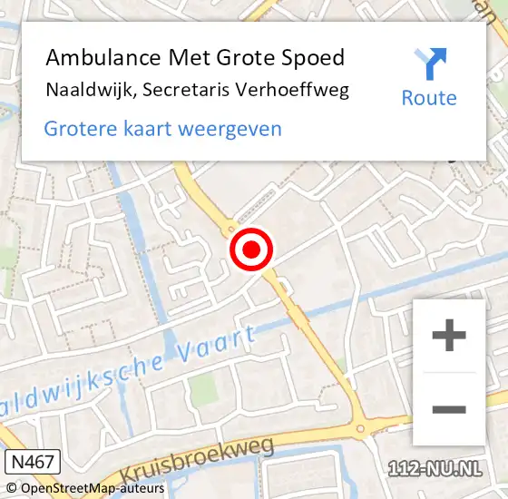 Locatie op kaart van de 112 melding: Ambulance Met Grote Spoed Naar Naaldwijk, Secretaris Verhoeffweg op 25 augustus 2016 09:49