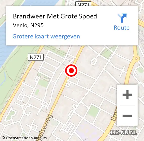 Locatie op kaart van de 112 melding: Brandweer Met Grote Spoed Naar Venlo, N295 op 25 augustus 2016 18:32