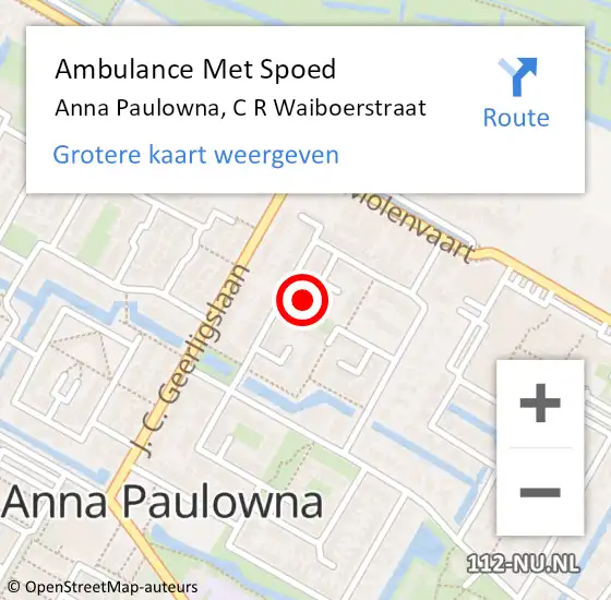 Locatie op kaart van de 112 melding: Ambulance Met Spoed Naar Anna Paulowna, C R Waiboerstraat op 25 augustus 2016 21:59