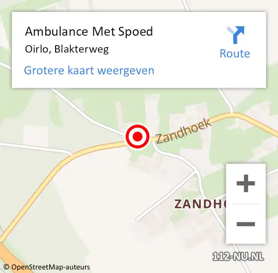 Locatie op kaart van de 112 melding: Ambulance Met Spoed Naar Oirlo, Blakterweg op 25 augustus 2016 22:28