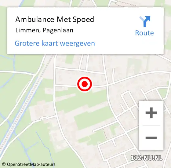 Locatie op kaart van de 112 melding: Ambulance Met Spoed Naar Limmen, Pagenlaan op 25 augustus 2016 22:44