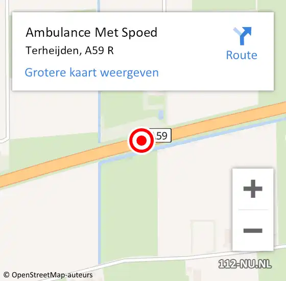 Locatie op kaart van de 112 melding: Ambulance Met Spoed Naar Terheijden, A59 R op 26 augustus 2016 08:13