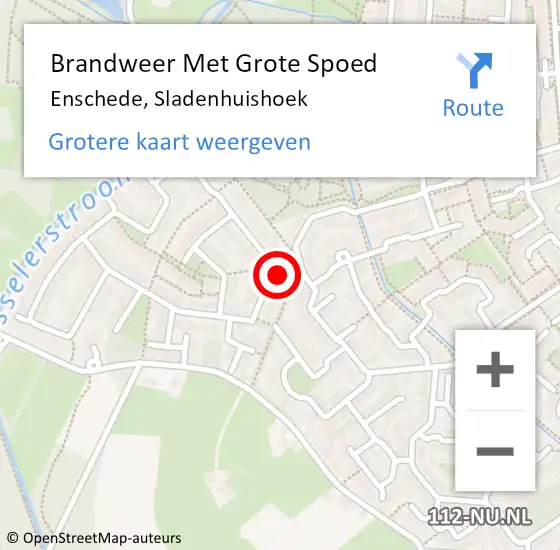 Locatie op kaart van de 112 melding: Brandweer Met Grote Spoed Naar Enschede, Sladenhuishoek op 26 augustus 2016 11:33