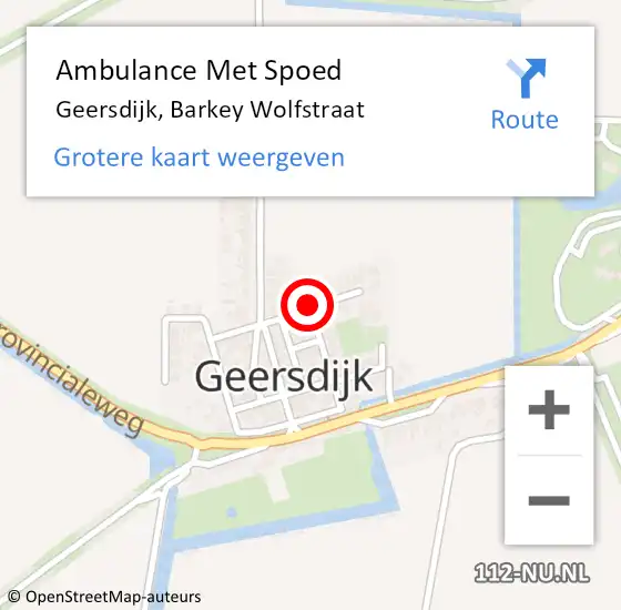 Locatie op kaart van de 112 melding: Ambulance Met Spoed Naar Geersdijk, Barkey Wolfstraat op 26 augustus 2016 11:45
