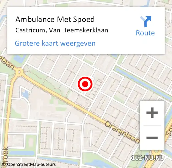 Locatie op kaart van de 112 melding: Ambulance Met Spoed Naar Castricum, Van Heemskerklaan op 26 augustus 2016 17:19