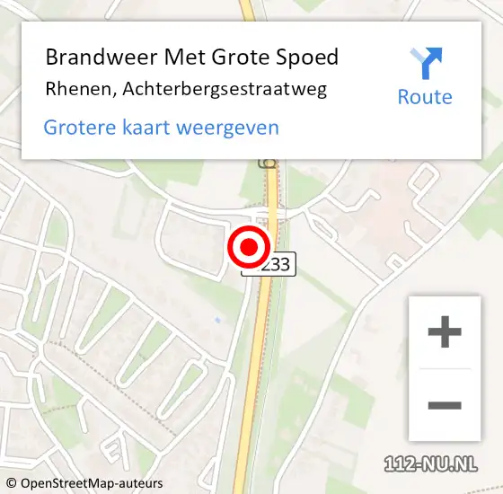 Locatie op kaart van de 112 melding: Brandweer Met Grote Spoed Naar Rhenen, Achterbergsestraatweg op 26 augustus 2016 18:42