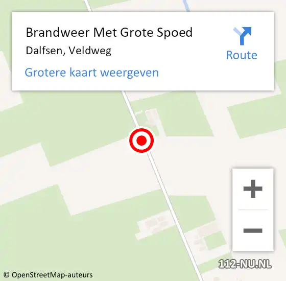 Locatie op kaart van de 112 melding: Brandweer Met Grote Spoed Naar Dalfsen, Veldweg op 26 augustus 2016 19:08