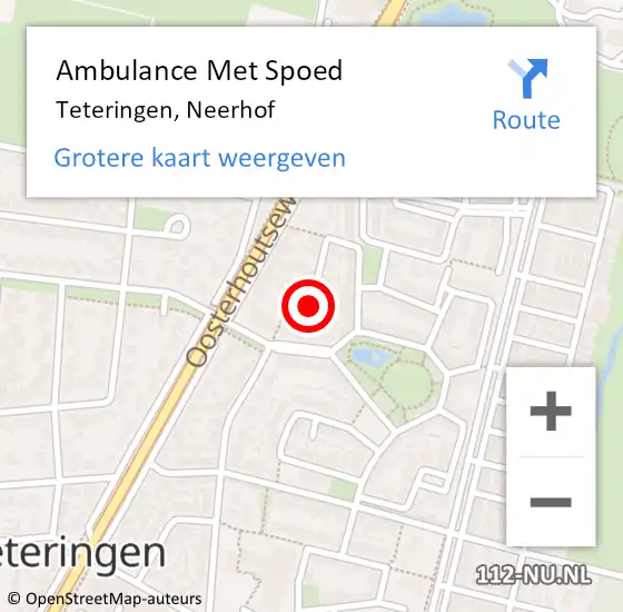 Locatie op kaart van de 112 melding: Ambulance Met Spoed Naar Teteringen, Neerhof op 27 augustus 2016 07:45