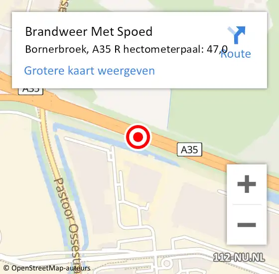 Locatie op kaart van de 112 melding: Brandweer Met Spoed Naar Bornerbroek, A35 R hectometerpaal: 47,0 op 27 augustus 2016 13:08