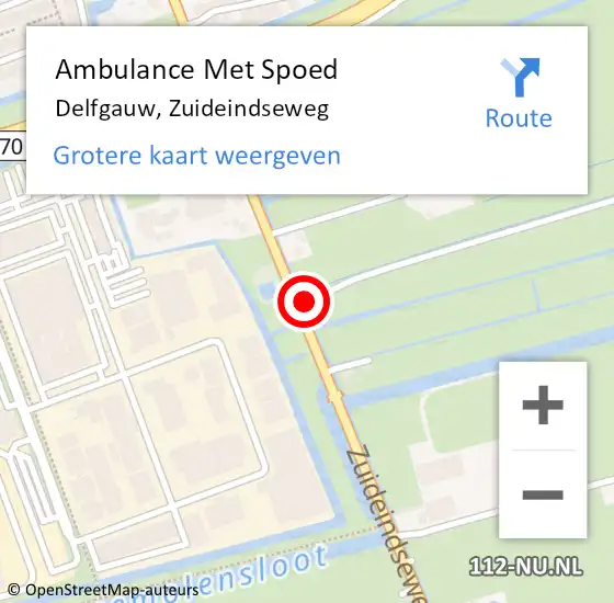 Locatie op kaart van de 112 melding: Ambulance Met Spoed Naar Delfgauw, Zuideindseweg op 27 augustus 2016 15:13