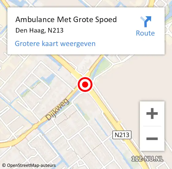 Locatie op kaart van de 112 melding: Ambulance Met Grote Spoed Naar Den Haag, N213 op 27 augustus 2016 16:07