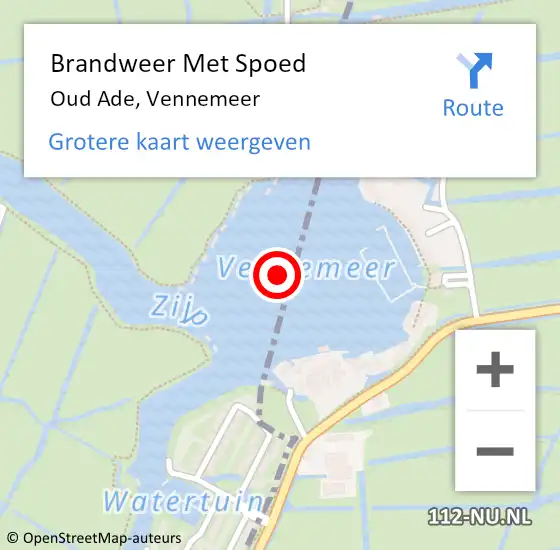 Locatie op kaart van de 112 melding: Brandweer Met Spoed Naar Oud Ade, Vennemeer op 27 augustus 2016 16:10