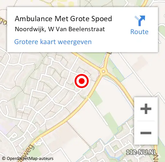 Locatie op kaart van de 112 melding: Ambulance Met Grote Spoed Naar Noordwijk, W Van Beelenstraat op 27 augustus 2016 20:28