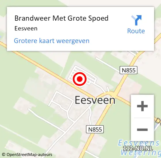 Locatie op kaart van de 112 melding: Brandweer Met Grote Spoed Naar Eesveen op 27 augustus 2016 22:15