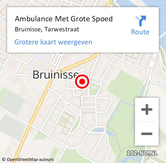 Locatie op kaart van de 112 melding: Ambulance Met Grote Spoed Naar Bruinisse, Tarwestraat op 28 augustus 2016 06:28