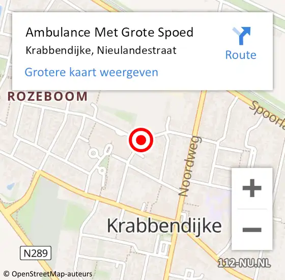 Locatie op kaart van de 112 melding: Ambulance Met Grote Spoed Naar Krabbendijke, Nieulandestraat op 28 augustus 2016 17:05