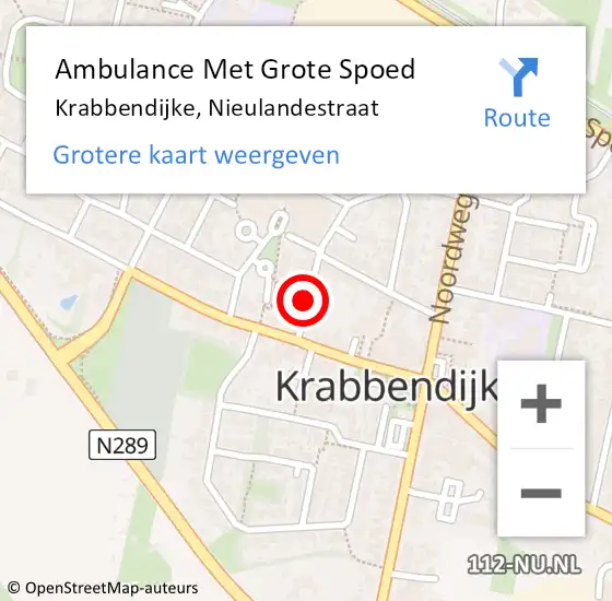 Locatie op kaart van de 112 melding: Ambulance Met Grote Spoed Naar Krabbendijke, Nieulandestraat op 28 augustus 2016 17:06
