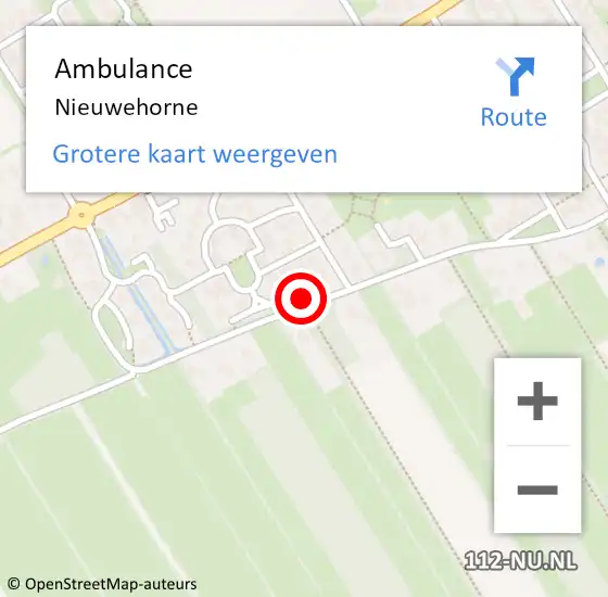 Locatie op kaart van de 112 melding: Ambulance Nieuwehorne op 28 augustus 2016 18:50