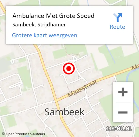 Locatie op kaart van de 112 melding: Ambulance Met Grote Spoed Naar Sambeek, Strijdhamer op 28 augustus 2016 22:46