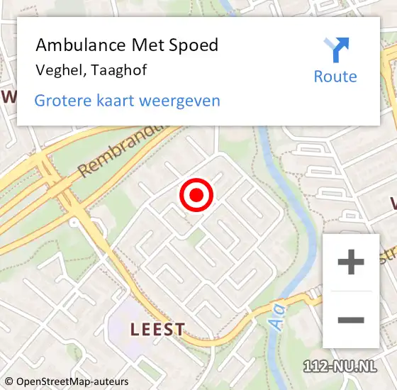 Locatie op kaart van de 112 melding: Ambulance Met Spoed Naar Veghel, Taaghof op 29 augustus 2016 09:40