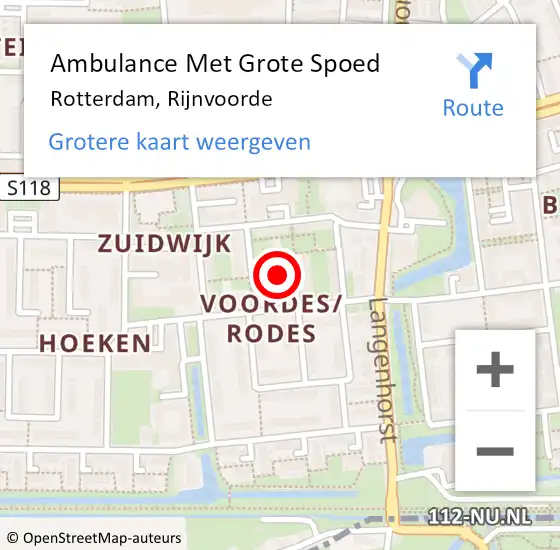 Locatie op kaart van de 112 melding: Ambulance Met Grote Spoed Naar Rotterdam, Rijnvoorde op 29 augustus 2016 21:42