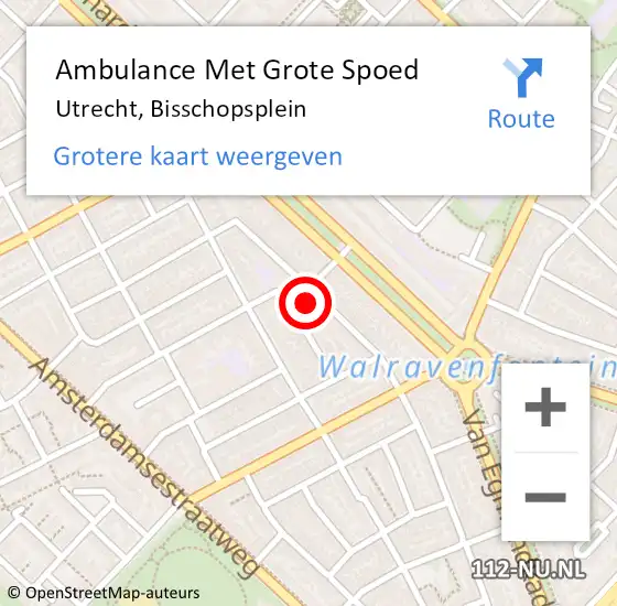 Locatie op kaart van de 112 melding: Ambulance Met Grote Spoed Naar Utrecht, Bisschopsplein op 30 augustus 2016 02:19