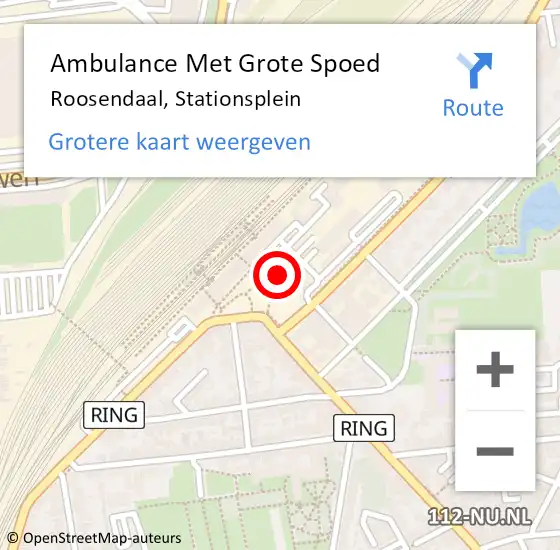 Locatie op kaart van de 112 melding: Ambulance Met Grote Spoed Naar Roosendaal, Stationsplein op 30 augustus 2016 11:25
