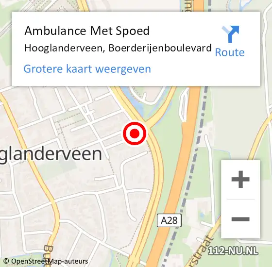 Locatie op kaart van de 112 melding: Ambulance Met Spoed Naar Hooglanderveen, Boerderijenboulevard op 30 augustus 2016 12:39