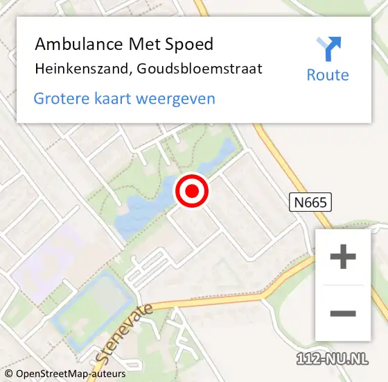 Locatie op kaart van de 112 melding: Ambulance Met Spoed Naar Heinkenszand, Goudsbloemstraat op 30 augustus 2016 14:19