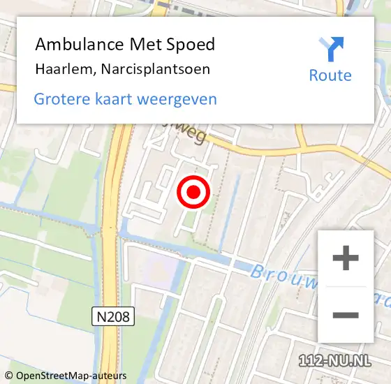Locatie op kaart van de 112 melding: Ambulance Met Spoed Naar Haarlem, Narcisplantsoen op 31 augustus 2016 00:01