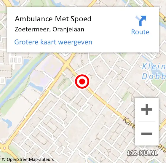 Locatie op kaart van de 112 melding: Ambulance Met Spoed Naar Zoetermeer, Oranjelaan op 31 augustus 2016 08:33