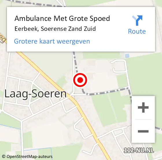 Locatie op kaart van de 112 melding: Ambulance Met Grote Spoed Naar Eerbeek, Soerense Zand Zuid op 1 september 2016 00:13