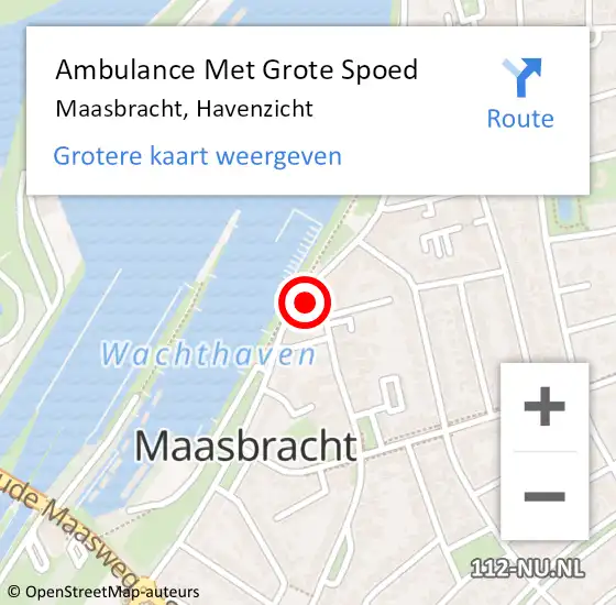 Locatie op kaart van de 112 melding: Ambulance Met Grote Spoed Naar Maasbracht, Havenzicht op 1 september 2016 00:38