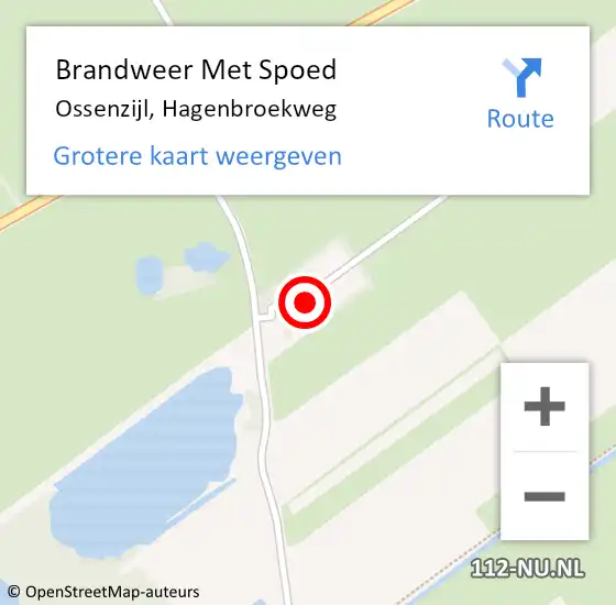 Locatie op kaart van de 112 melding: Brandweer Met Spoed Naar Ossenzijl, Hagenbroekweg op 1 september 2016 09:17