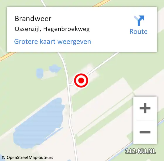 Locatie op kaart van de 112 melding: Brandweer Ossenzijl, Hagenbroekweg op 1 september 2016 09:18