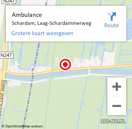 Locatie op kaart van de 112 melding: Ambulance Schardam, Laag-Schardammerweg op 1 september 2016 11:53