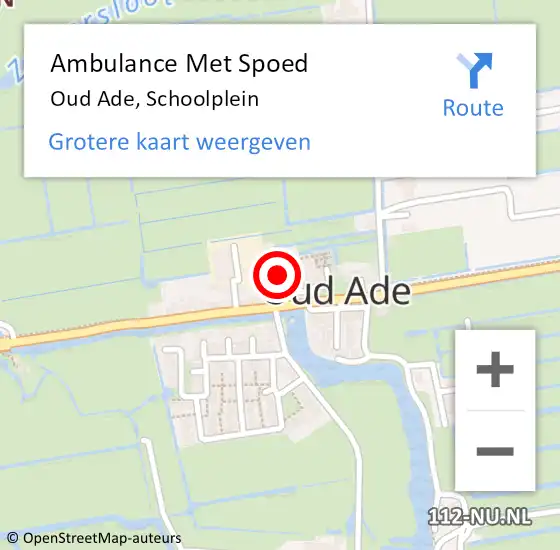 Locatie op kaart van de 112 melding: Ambulance Met Spoed Naar Oud Ade, Schoolplein op 1 september 2016 19:10