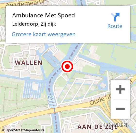 Locatie op kaart van de 112 melding: Ambulance Met Spoed Naar Leiderdorp, Zijldijk op 1 september 2016 22:06