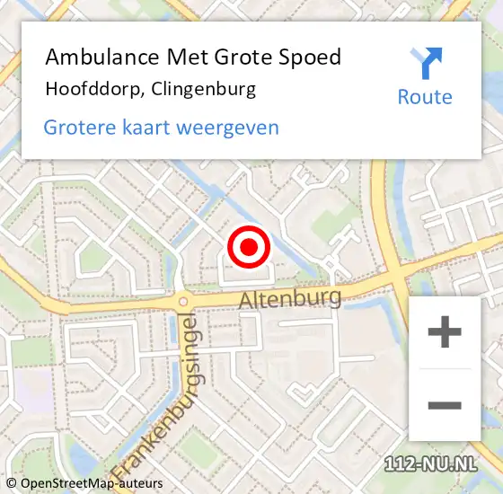 Locatie op kaart van de 112 melding: Ambulance Met Grote Spoed Naar Hoofddorp, Clingenburg op 1 september 2016 23:11
