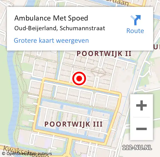 Locatie op kaart van de 112 melding: Ambulance Met Spoed Naar Oud-Beijerland, Schumannstraat op 2 september 2016 07:50
