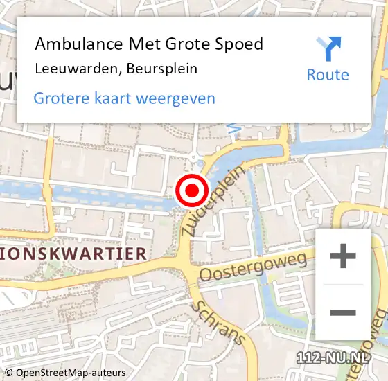 Locatie op kaart van de 112 melding: Ambulance Met Grote Spoed Naar Leeuwarden, Beursplein op 2 september 2016 11:19