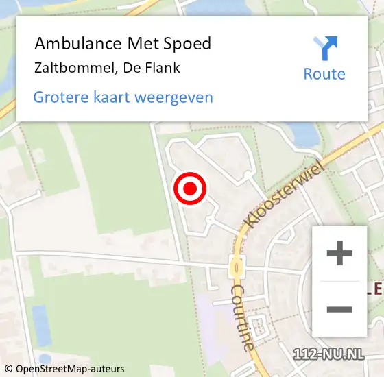 Locatie op kaart van de 112 melding: Ambulance Met Spoed Naar Zaltbommel, De Flank op 2 september 2016 12:30
