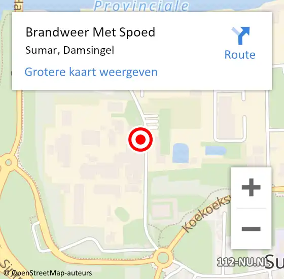 Locatie op kaart van de 112 melding: Brandweer Met Spoed Naar Sumar, Damsingel op 2 september 2016 12:58