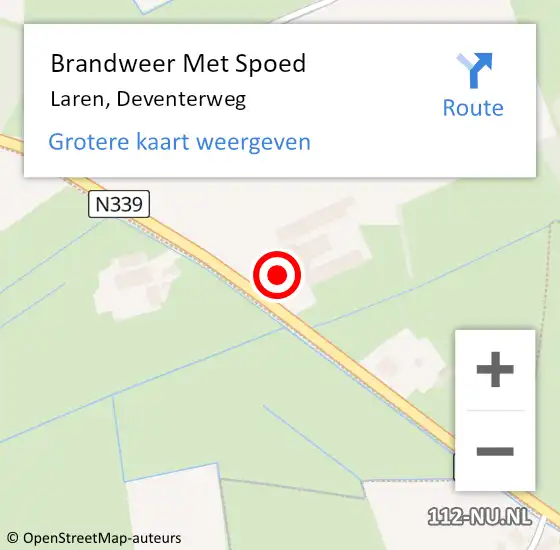 Locatie op kaart van de 112 melding: Brandweer Met Spoed Naar Laren, Deventerweg op 2 september 2016 14:27
