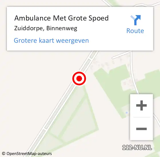 Locatie op kaart van de 112 melding: Ambulance Met Grote Spoed Naar Zuiddorpe, Binnenweg op 25 december 2013 22:45