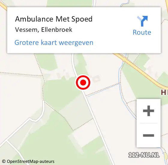 Locatie op kaart van de 112 melding: Ambulance Met Spoed Naar Vessem, Ellenbroek op 3 september 2016 00:40