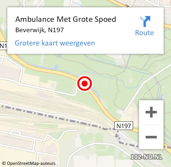 Locatie op kaart van de 112 melding: Ambulance Met Grote Spoed Naar Beverwijk, N197 op 3 september 2016 03:31