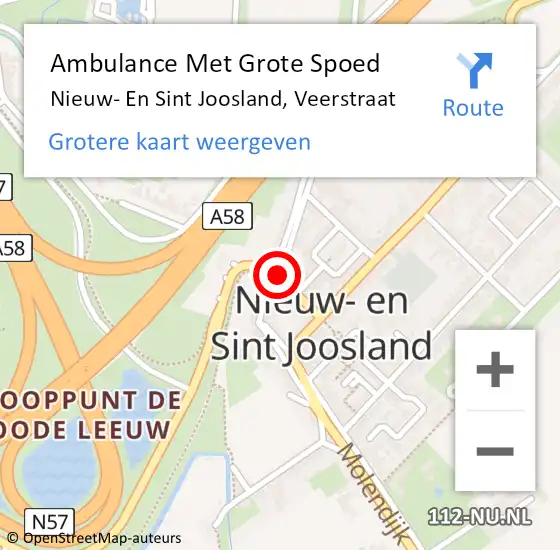 Locatie op kaart van de 112 melding: Ambulance Met Grote Spoed Naar Nieuw- En Sint Joosland, Veerstraat op 3 september 2016 03:53